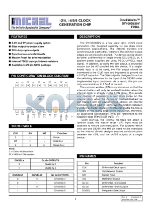 SY100S839VZC datasheet - 2/4, 4/5/6 CLOCK GENERATION CHIP