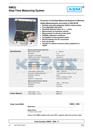 NMG2-2500-P datasheet - Stop-Time Measuring System