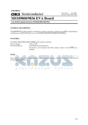 MSM9836 datasheet - Voice ROM Evaluation Board for MSM9802/9803/9805/9836