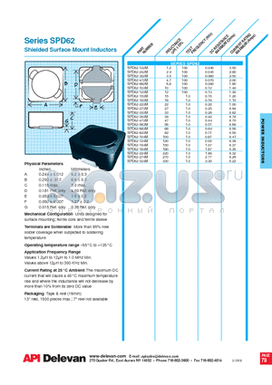 SPD62-823M datasheet - Shielded Surface Mount Inductors