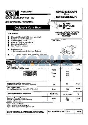 SPD623CT datasheet - 40JAMP 300-500VOLTS 35nsec COMMON ANODE& CATHODE HYPERFAST CENTERTAP RECTIFIER