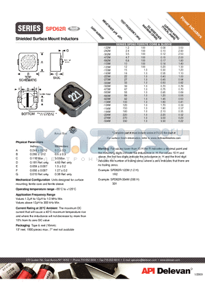 SPD62R datasheet - Shielded Surface Mount Inductors