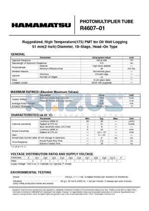 R4607-01 datasheet - PHOTOMULTIPLIER TUBE