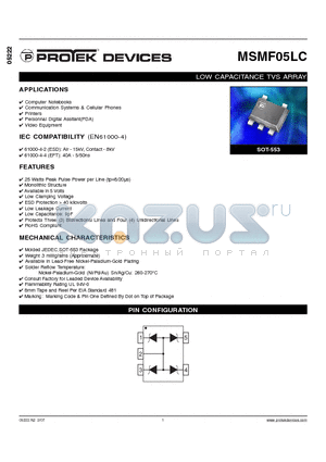 MSMF05LC datasheet - LOW CAPACITANCE TVS ARRAY