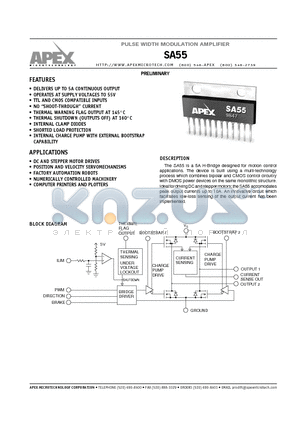 SA55 datasheet - PULSE WIDTH MODULATION AMPLIFIER