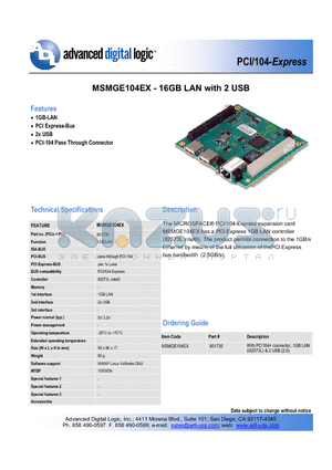 MSMGE104EX datasheet - 16GB LAN with 2 USB