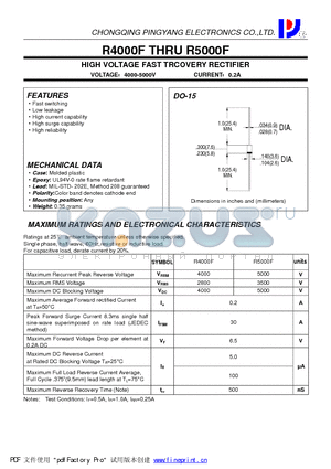 R5000F datasheet - HIGH VOLTAGE FAST TRCOVERY RECTIFIER