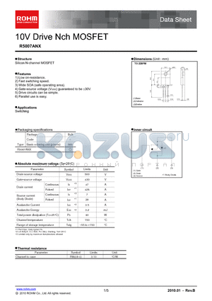 R5007ANX datasheet - 10V Drive Nch MOSFET
