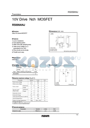 R5009ANJ datasheet - 10V Drive Nch MOSFET