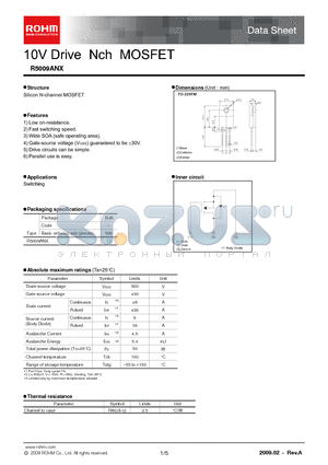 R5009ANX datasheet - 10V Drive Nch MOSFET