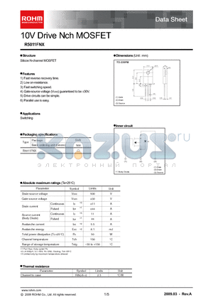 R5011FNX datasheet - 10V Drive Nch MOSFET