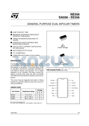 SA556 datasheet - GENERAL PURPOSE DUAL BIPOLAR TIMERS