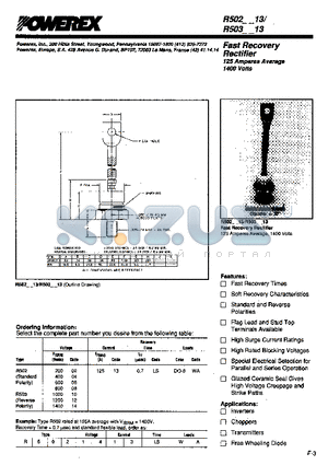 R5021413LSWA datasheet - Fast Recovery Rectifier (125 Amperes Average 1400 Volts)