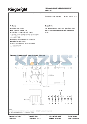 SA56-21SRWA_06 datasheet - 14.2mm (0.56INCH) SEVEN SEGMENT DISPLAY