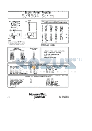 R504100 datasheet - Silicon Power Rectifier