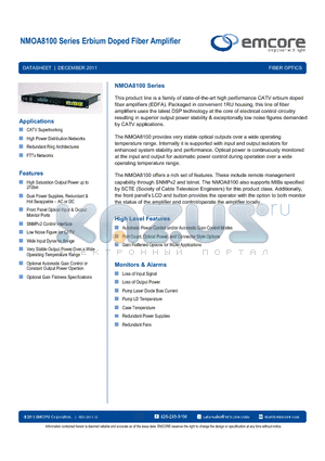 NMOA8100CGA-XX01-1001 datasheet - Erbium Doped Fiber Amplifier