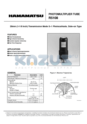 R5108 datasheet - PHOTOMULTlPLlER TUBE