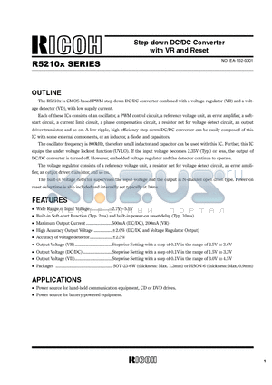 R5210X datasheet - Step-down DC/DC Converter with VR and Reset