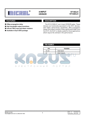 SY10EL01 datasheet - 4-INPUT OR/NOR