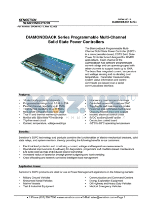 SPDM16C11 datasheet - DIAMONDBACK Series Programmable Multi-Channel Solid State Power Controllers