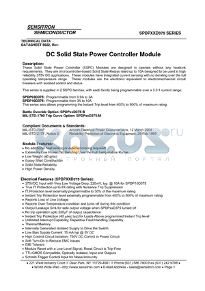 SPDP03D375 datasheet - DC Solid State Power Controller Module