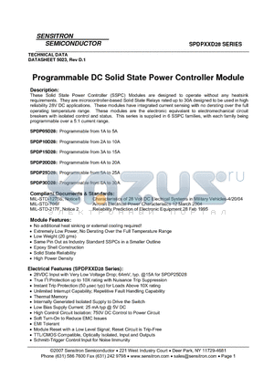 SPDP15D28 datasheet - Programmable DC Solid State Power Controller Module