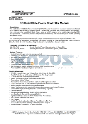 SPDP50D375-503 datasheet - DC Solid State Power Controller Module