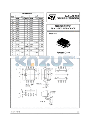 POWERSO-10 datasheet - 10LEADS POWER SMALL OUTLINE PACKAGE