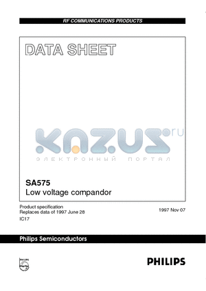 SA575D datasheet - Low voltage compandor