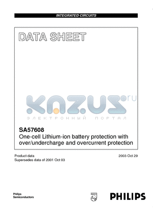 SA57608XD datasheet - One-cell Lithium-ion battery protection with over/undercharge and overcurrent protection