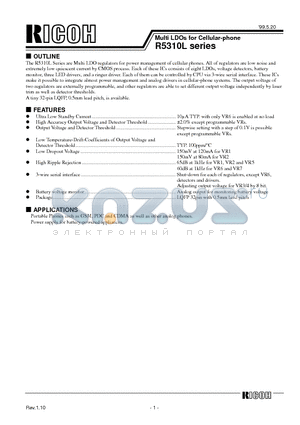 R5310L001B datasheet - Multi LDOs for Cellular-phone