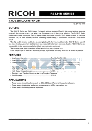 R5321D010A-TR datasheet - CMOS 2ch-LDOs for RF Unit