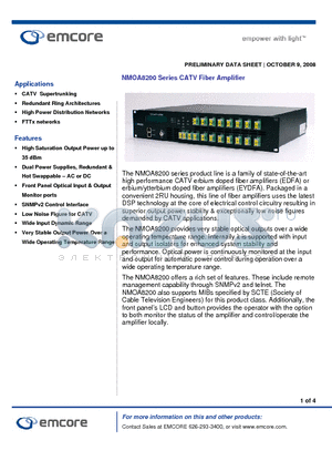 NMOA8200-XX01-5004 datasheet - CATV Fiber Amplifier