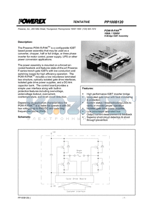 PP100B120 datasheet - POW-R-PAK 100A / 1200V H-Bridge IGBT Assembly