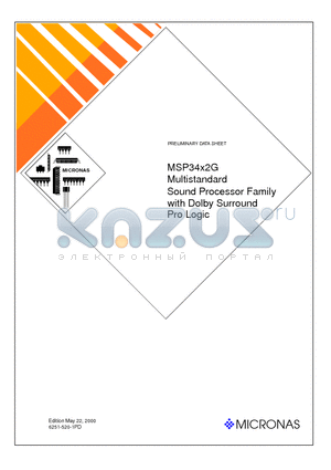 MSP34X2G datasheet - Multistandard Sound Processor Family with Dolby Surround Pro Logic