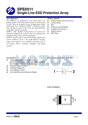 SPE0511 datasheet - Single-Line ESD Protection Array