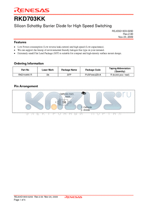 RKD703KK datasheet - Silicon Schottky Barrier Diode for High Speed Switching