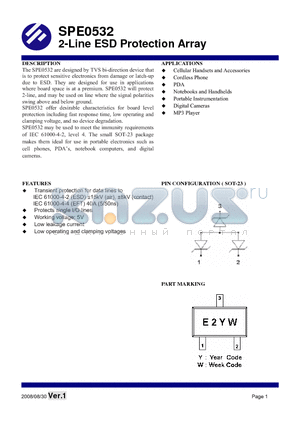 SPE0532 datasheet - 2-Line ESD Protection Array