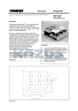 PP150T120 datasheet - POW-R-PAK 150A / 1200V 3 phase IGBT Assembly