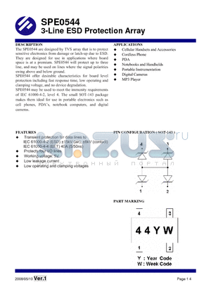 SPE0544 datasheet - 3-Line ESD Protection Array