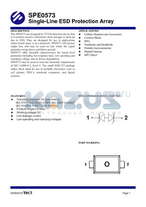 SPE0573 datasheet - Single-Line ESD Protection Array