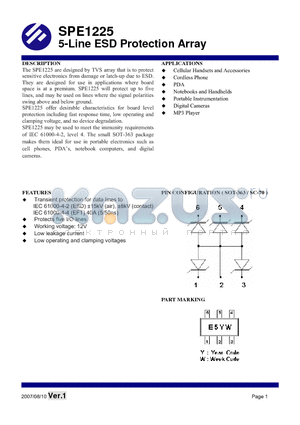 SPE1225S36RG datasheet - 5-Line ESD Protection Array