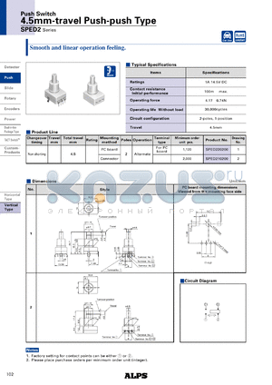 SPED220200 datasheet - 4.5mm-travel Push-push Type