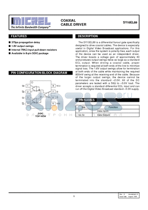 SY10EL89ZCTR datasheet - COAXIAL CABLE DRIVER