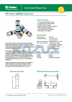 SPF030 datasheet - Solar Rated Midget Fuse