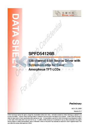 SPFD54126B datasheet - 528-CHANNEL DRIVER WITH SYSTEM-ON-CHIP (SOC) FOR COLOR AMORPHOUS TFT LCD