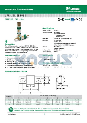 SPFJ200 datasheet - SPFJ SERIES FUSE