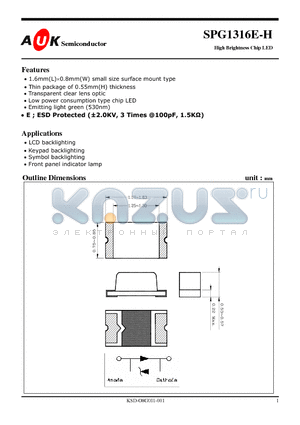 SPG1316E-H datasheet - High Brightness Chip LED