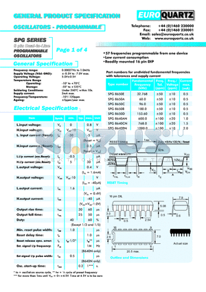 SPG8640CN datasheet - OSCILLATORS - PROGRAMMABLE