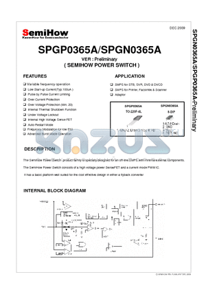 SPGN0365A datasheet - SEMIHOW POWER SWITCH